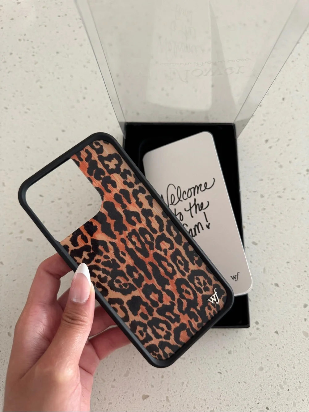 Wander Leopard Print Phone Case - Black Trim with Brown Spots